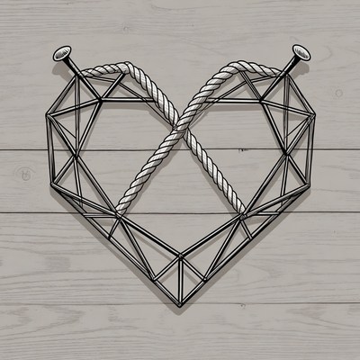 Rope Heart with Knitting Needles