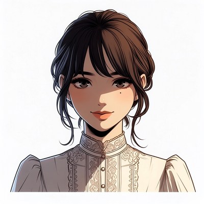 Anime girl in Victorian blouse