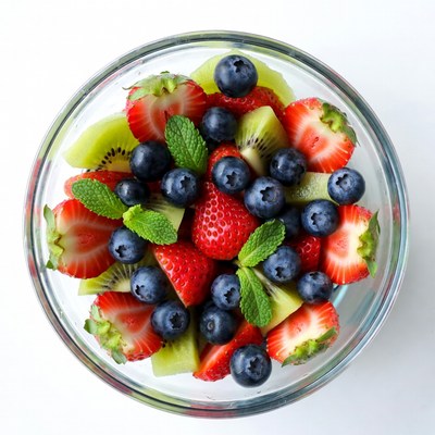 Fresh Strawberry Blueberry Kiwi Fruit Salad