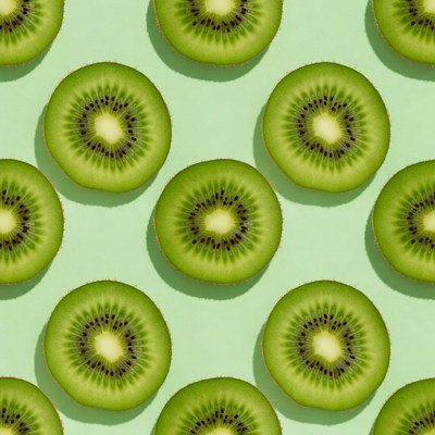 Sliced Kiwi Pattern on Green