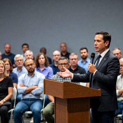 Man speaking at podium