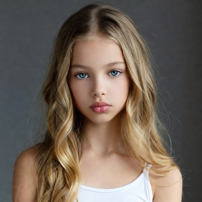 Blonde girl with blue eyes