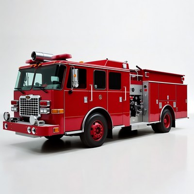Red Fire Truck on White Background