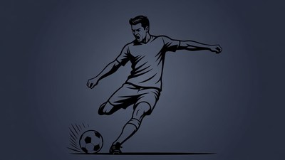 Man kicking soccer ball silhouette