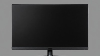 Black gaming monitor on gray background