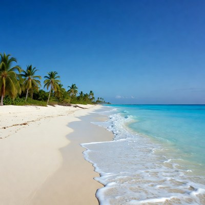 Tropical beach with palm trees