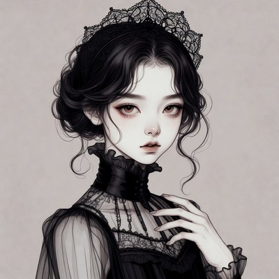 Gothic woman in lace dress