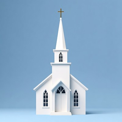 White Church with Gold Cross