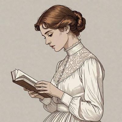 Victorian woman reading book