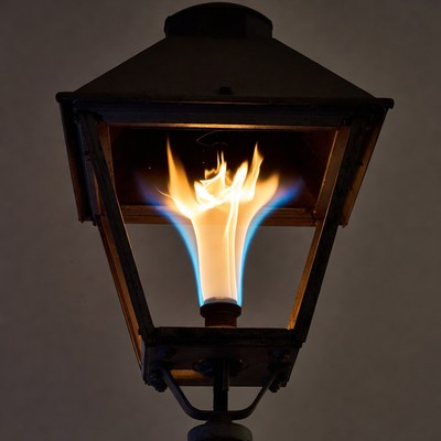Lit Street Lamp Flame