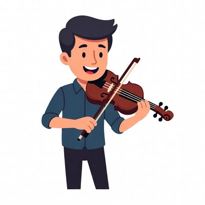 Cartoon man playing violin