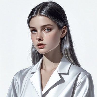 Beautiful woman with silver hair