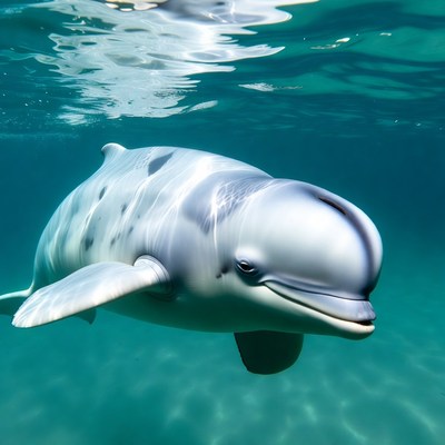 Beluga Whale Swimming Underwater