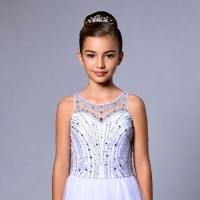 Girl in sparkling white dress