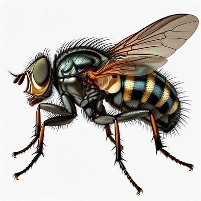 Detailed illustration of striped hoverfly