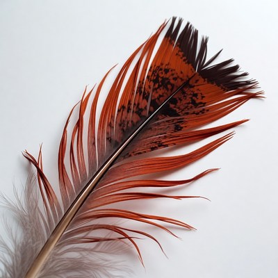 Red pheasant feather isolated