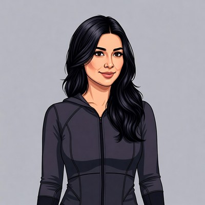 Asian woman in black hoodie