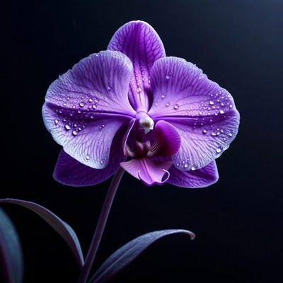Purple Orchid with Dew Drops