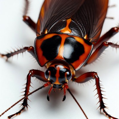 Macro American Cockroach on White