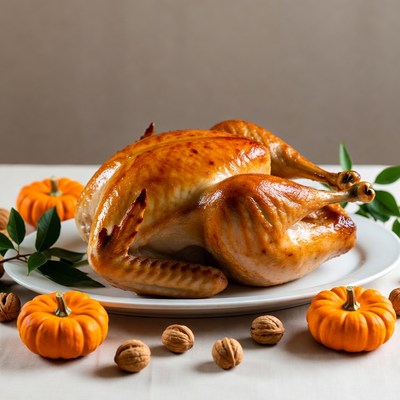 Roasted Turkey with Pumpkins and Walnuts