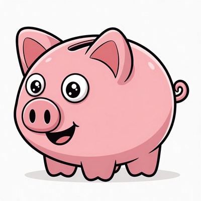 Cute Pink Piggy Bank Illustration