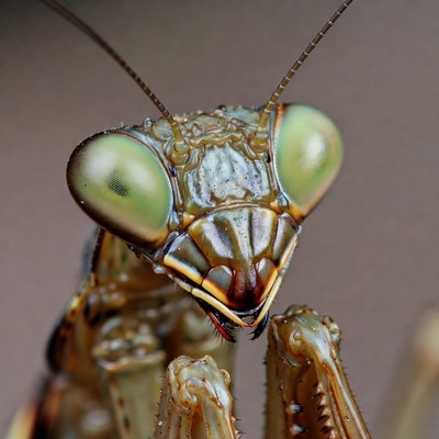 Close-up praying mantis face