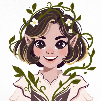 Elf girl with vines and flowers