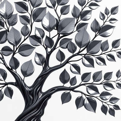 Shiny Silver Tree Illustration