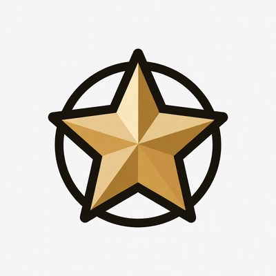 Gold Star in Black Circle