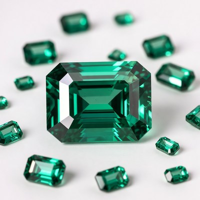 Emerald Gems on White Background