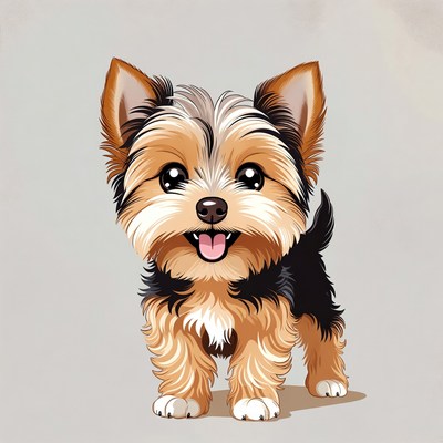 Cute Yorkshire Terrier puppy illustration
