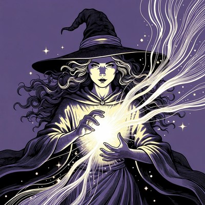 Witch casting magic spell