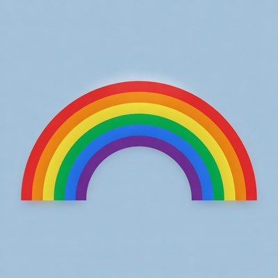 Colorful Rainbow on Blue Background