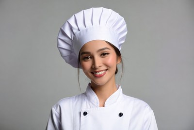 Asian woman chef smiling