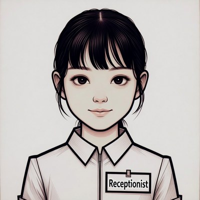 Asian receptionist illustration