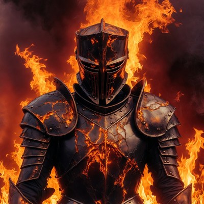 Fiery Knight in Dark Armor