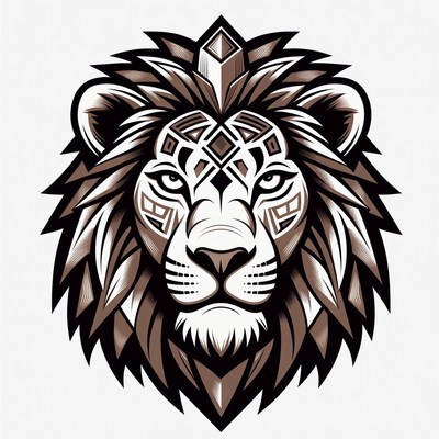 Tribal Lion Head Illustration