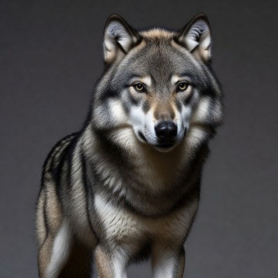 Gray wolf with yellow eyes