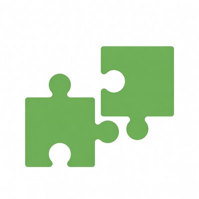 Two green puzzle pieces connecting