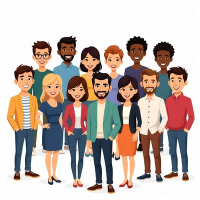 Diverse team standing together illustration