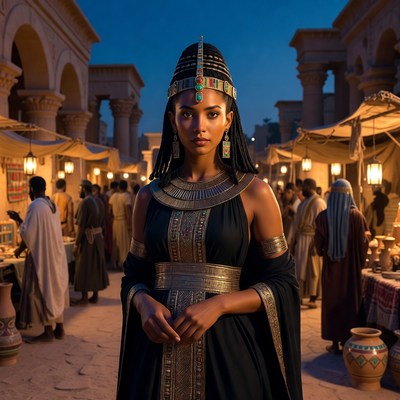 Egyptian Queen in Ancient Night Market