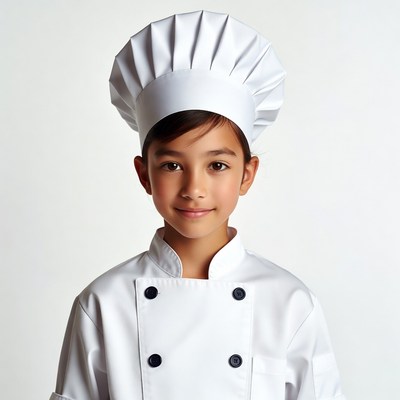 Asian boy in chef uniform