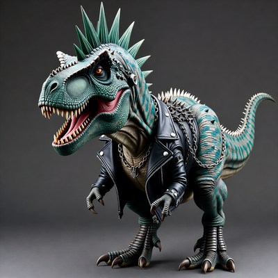 Punk T-Rex in leather jacket