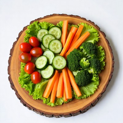 Fresh Vegetable Platter on Wood
