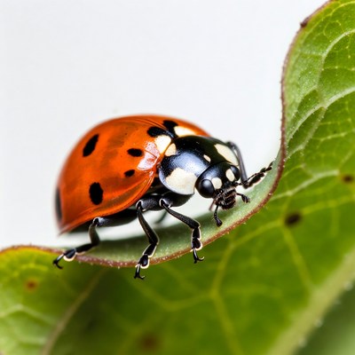 Ladybug on green leaf