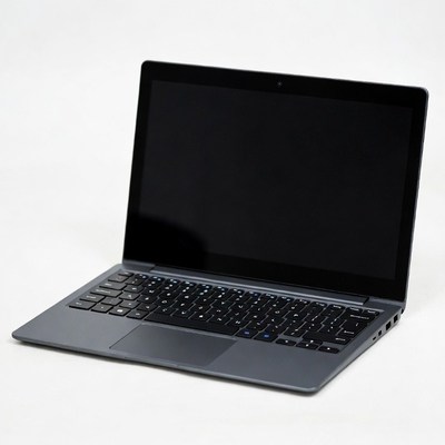 Open Silver Laptop on White Background