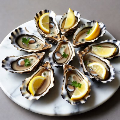 Oysters with Lemon Wedges