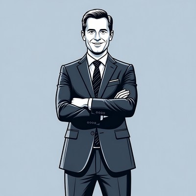 Confident man in suit with arms crossed