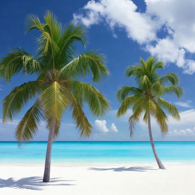 Palm Trees on White Sandy Beach