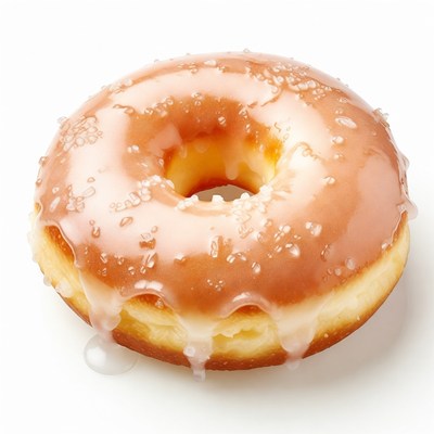 Glazed donut with sugar crystals